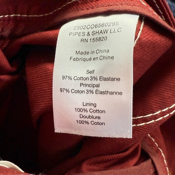 NWT Veronica Beard PantS Sigrid Topstitched Cotton Stretch Twill Pant DEEP BRICK - Picture 11 of 11